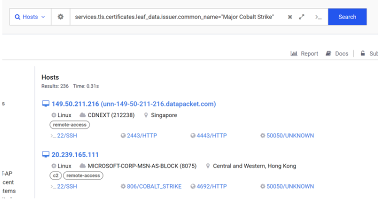 Major Cobalt Strike Leaf Data Censys Search View